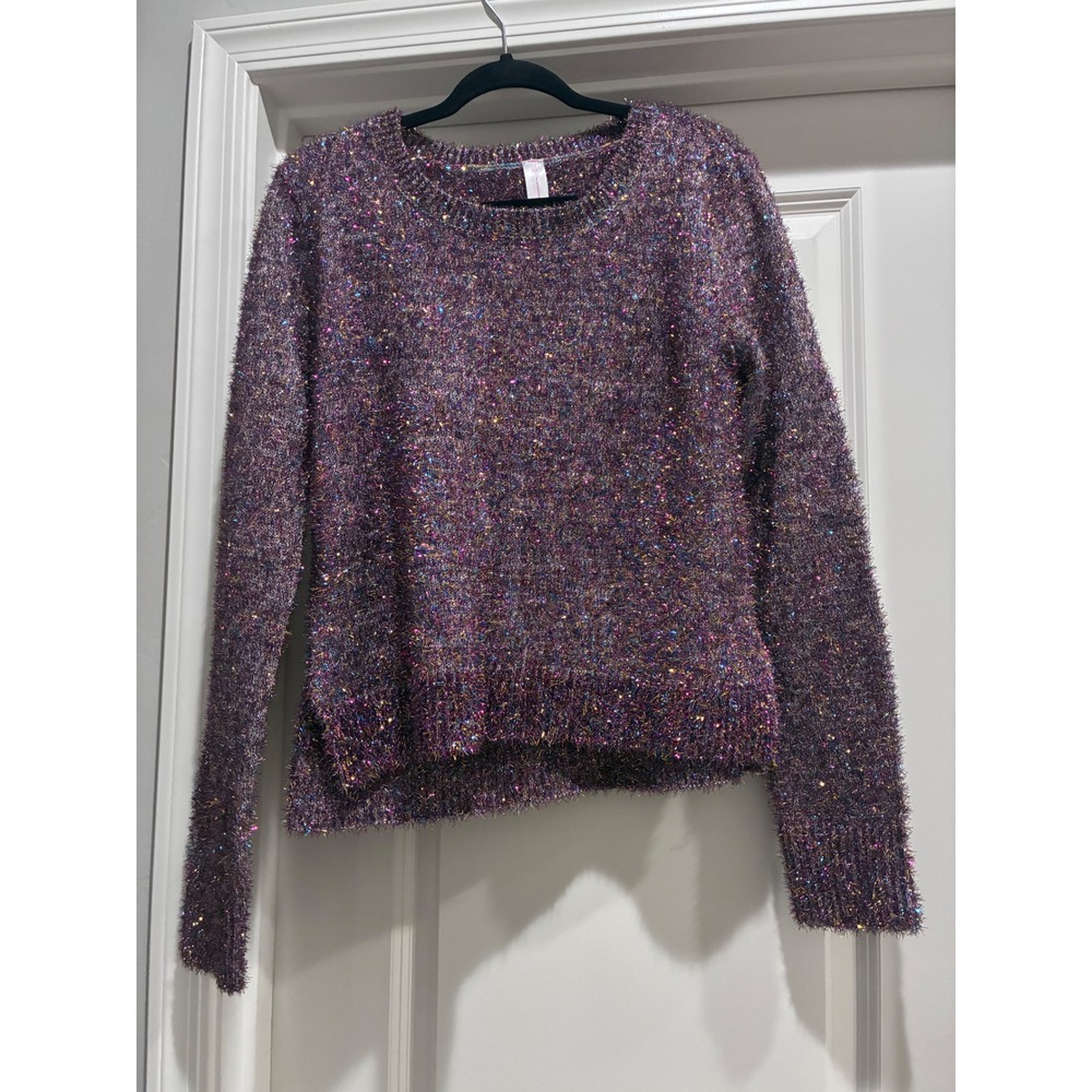 No Boundaries Womens XL Eyelash Knit Metallic Multi Color Sweater